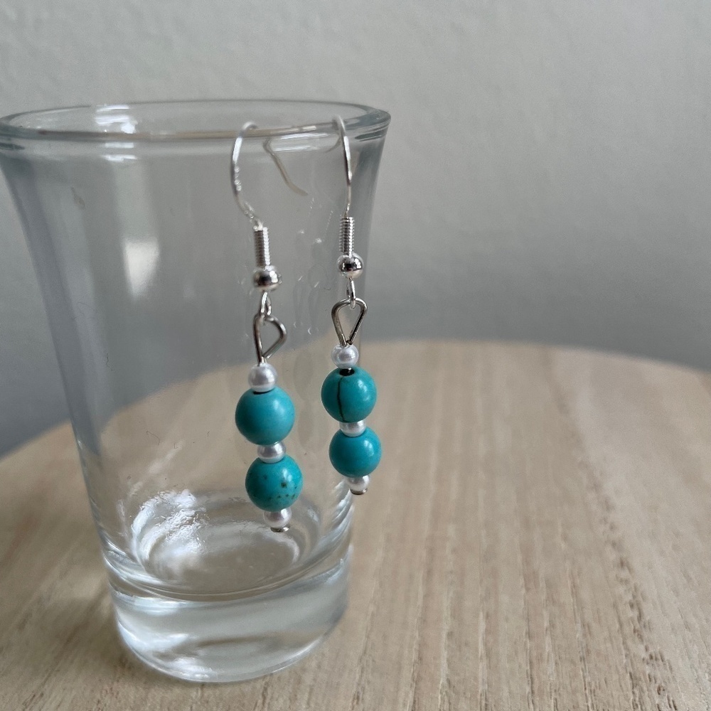 Double Aqua Beaded Earrings